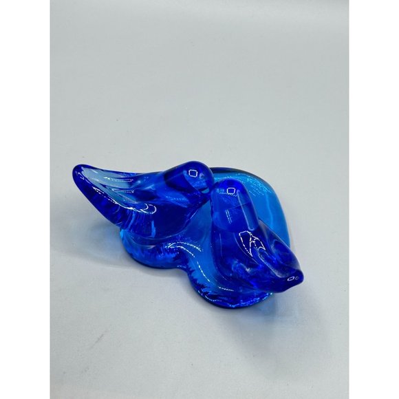 Vintage Pair Glass Blue Birds of Happiness Heart Paperweight Signed Ron Ray 1992 - Picture 6 of 11